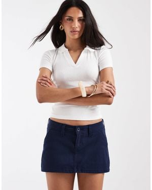 Hollister Low Rise Twill Mini Skirt - Blue