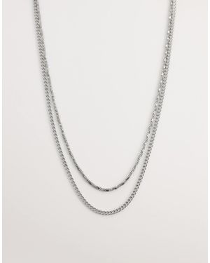 Jack & Jones 2 Pack Chain Necklaces - White