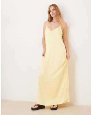 Vila Satin Scallop Trim Cami Maxi Dress - Natural