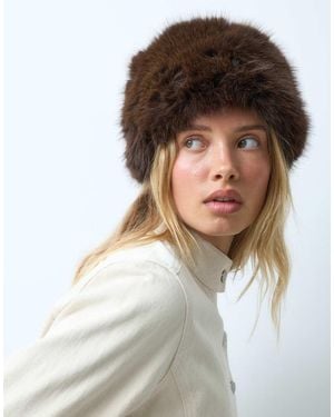 ASOS Sombrero Cossack De Piel Sintética En-Marrón - Blanco