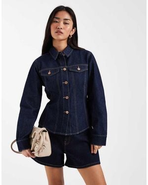 New Look Cinched Denim Jacket - Blue