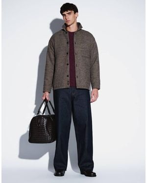 Jack & Jones Sobrecamisa De Pata De Gallo Cepillada En Marrón - Azul