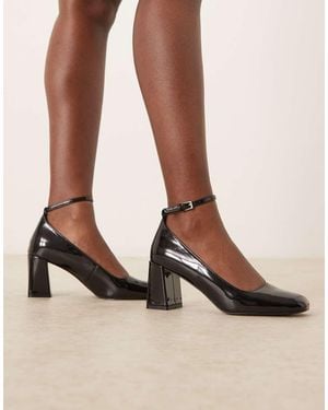 Mango Square Toes Marry Jane Heels - Brown