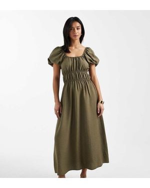 green milk maid dress Ditsy Daisies Milkmaid Midi Dress Kelly Green / XS main image 1