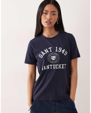 GANT 1949 Colleigate Logo Fitted T-Shirt - Blue