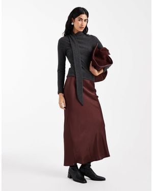 ASOS Satin Bias Maxi Skirt - Red