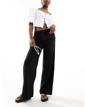 Jdy Wide Leg Linen Trouser Co-ord - Black