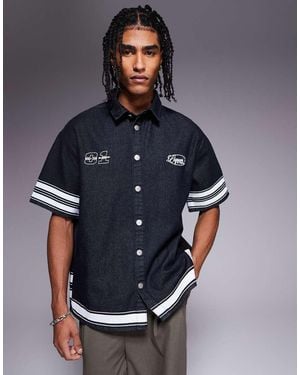 Liquor N Poker Camicia Oversize Stile College - Blu