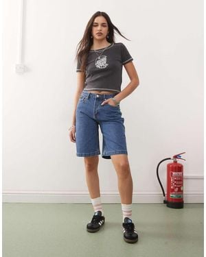 Santa Cruz Flutter Flash Loose Denim Shorts - Blue