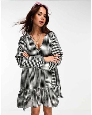 esmé studios Esmee Exclusive Beach Tiered Smock Mini Summer Dress - Grey