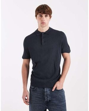 New Look Knitted Polo - Blue