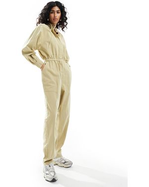 ASOS Elasticated Waist Tapered Leg Jumpsuit With Concealed Placket - Metallic