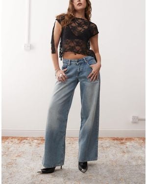 Motel Roomy Extra Wide Low Rise Jeans - Blue