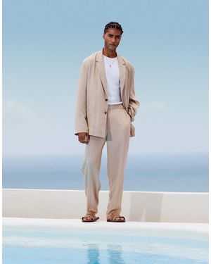 ASOS Oversized Tapered Lightweight Suit Trousers - Blue