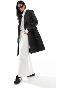 Morgan Double Breasted Longline Wool Coat - Black