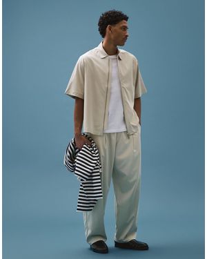 Bershka Fluid Super baggy Darted Trousers - Blue