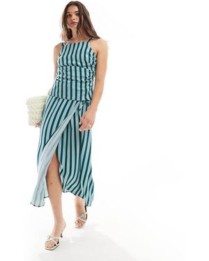 Whistles Tonal Stripe Midi Skirt - Blue