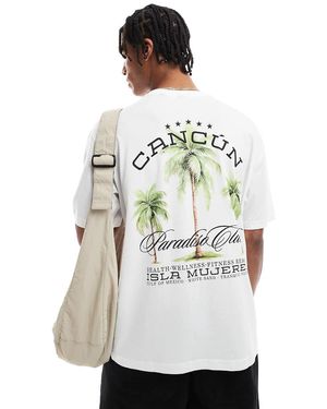 Only & Sons Camiseta Blanca Holgada Con Estampado De Cancún En La Espalda De -Neutro - Blanco