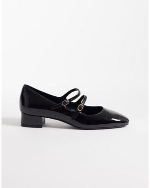 Mango Kitten Heel Mary Janes - Black