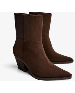 Bershka Heeled Cowboy Ankle Boots - Brown