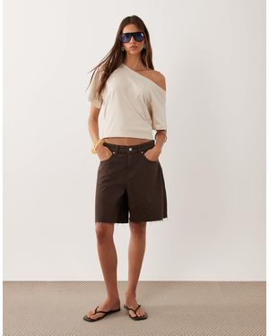 Mango – jeansshorts aus 100% baumwolle - Natur