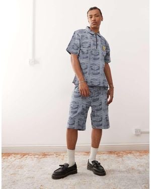 ICECREAM Supplies Work All Over Printed Shorts Co-ord - Blue