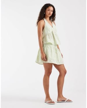 Vero Moda Cotton Broderie Mini Skirt Co-ord - White