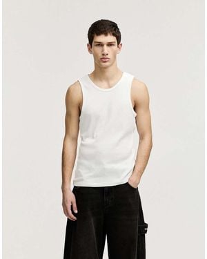 Pull&Bear Tank Rib T-Shirt - White