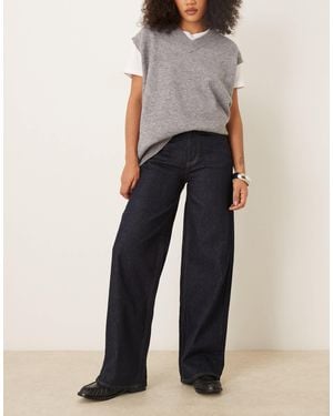 Vila Freya High Waist Wide Leg Jeans - Blue