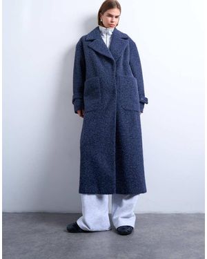 TOPSHOP Abrigo Largo Cómodo Sin Forro De Tejido Cepillado Suave De - Azul