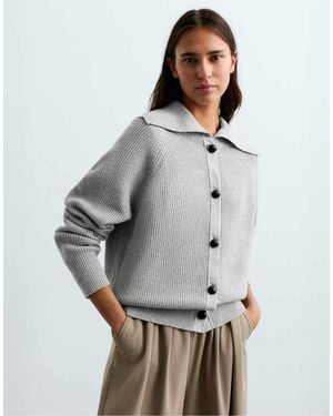 Oysho Buttoned Knit Jacket - Grey