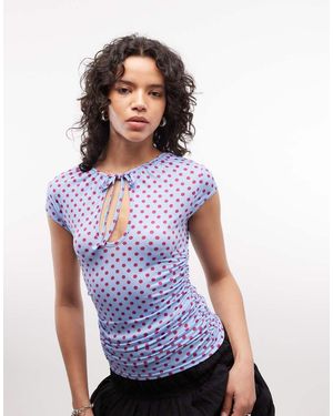Reclaimed Vintage Keyhole Tie Cap Sleeve Top - White