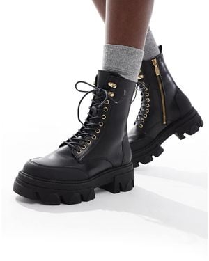 Barbour Ellen Rugged Sole Leather Lace Up Boots - Black