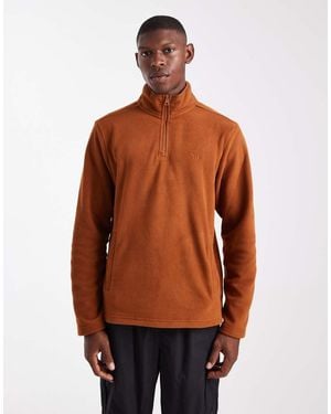 Threadbare 1/4 Zip Fleece Jumper - Brown