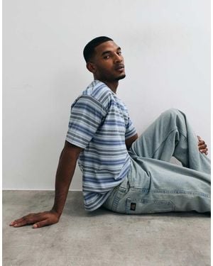 Vans Stripe Ringer Loose Short Sleeve Knit - Blue