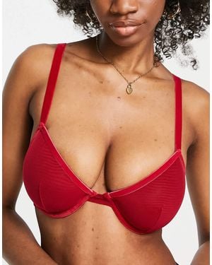 ASOS Fuller Bust Alaia Mesh And Velvet Trim Underwire Bra - Red