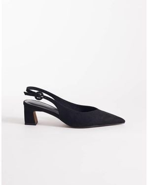 ASOS Zapatos Negros Destalonados De Tacón Grueso De Antelina Swift De - Azul
