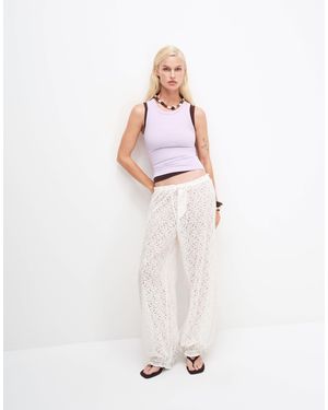 Monki Boho Lace Balloon Trousers - White