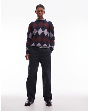 DOUBLE A by WOOD WOOD Lax Straight Leg Trousers - Blue