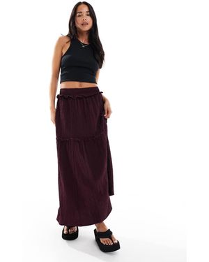 Wednesday's Girl Ruffle Detail A-Line Midaxi Skirt - Purple