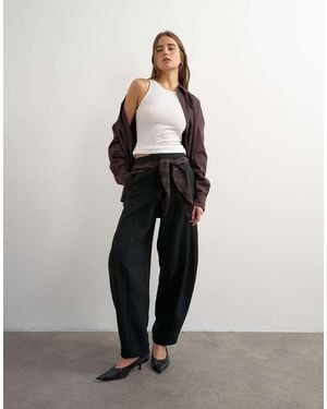 TOPSHOP Co-Ord Contrasterende Geruite Wikkelbarrelbroek - Bruin