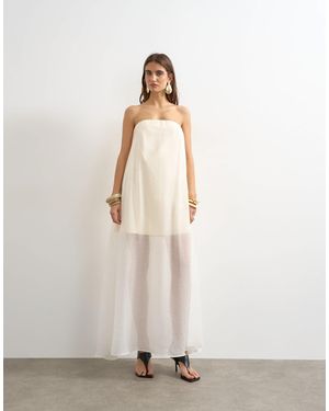 TOPSHOP Organza Layered Bandeau Maxi Dress - White