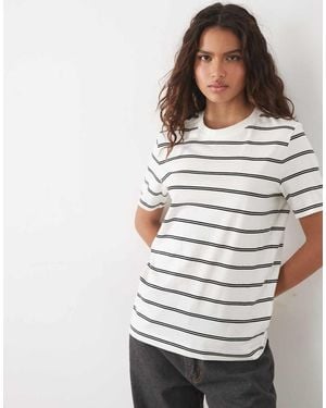 ARKET Camiseta Con Doble Raya Azul Marino Sobre Blanco-Multi - Gris