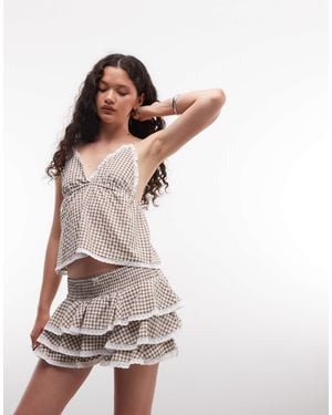 Daisy Street – gesmokter skort - Braun