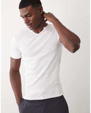 ASOS Muscle Fit T-shirt With Notch Neck - White