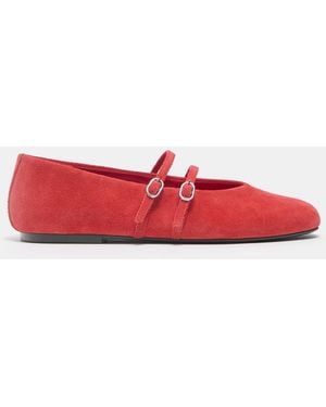 Pull&Bear – ballerinas aus leder - Rot