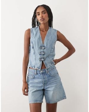 Mango Bimba 100% Cotton Waistcoat Co-Ord - Blue