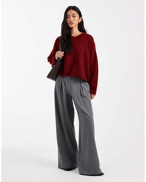 Collusion Wide Leg Pinstripe Trouser - Red