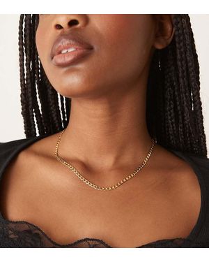 Orelia Flat Link Curb Chain Necklace - Brown