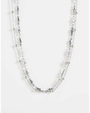 Reclaimed Vintage 2 Row Star Chain Necklace - White